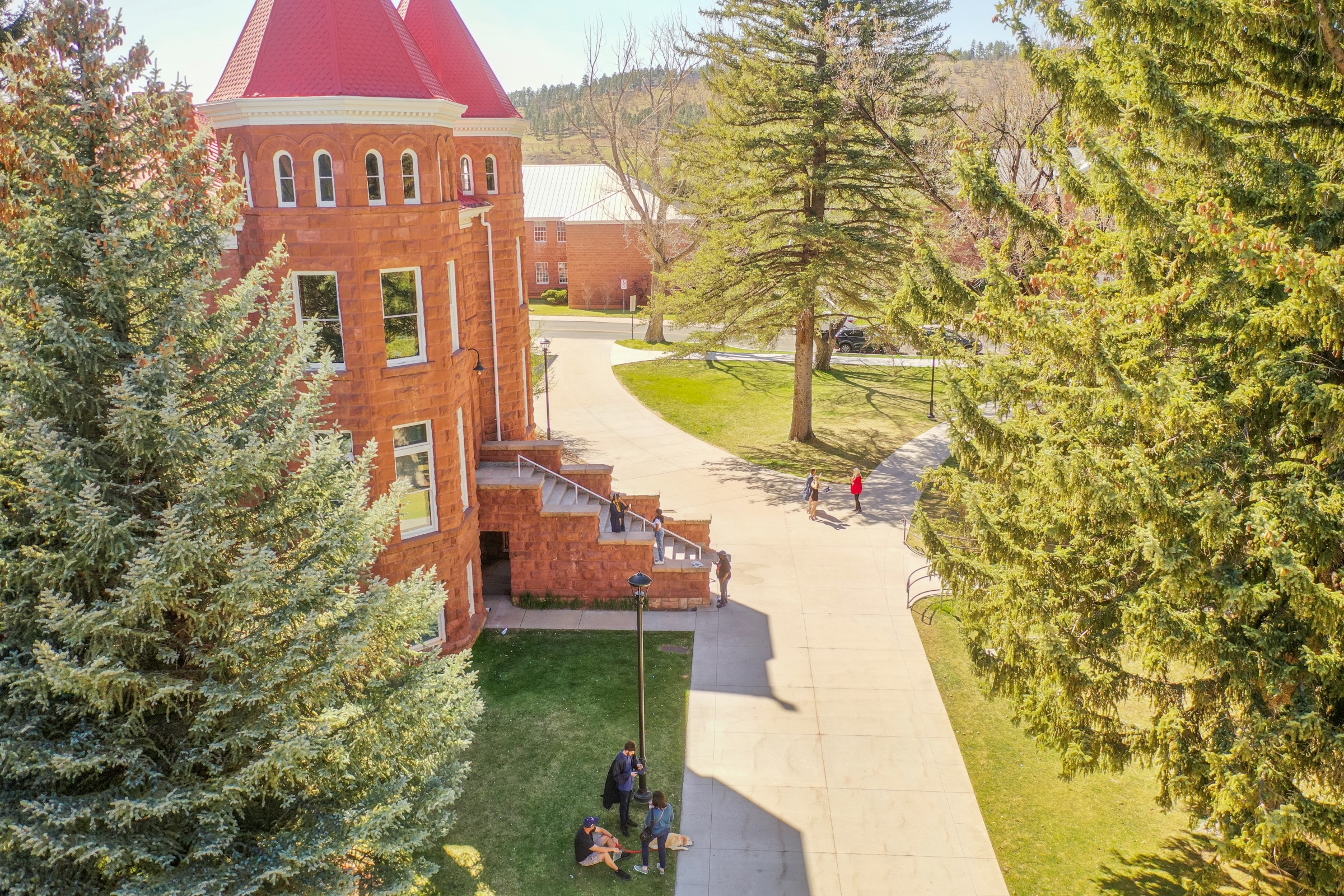 Drone shot of Old Main.