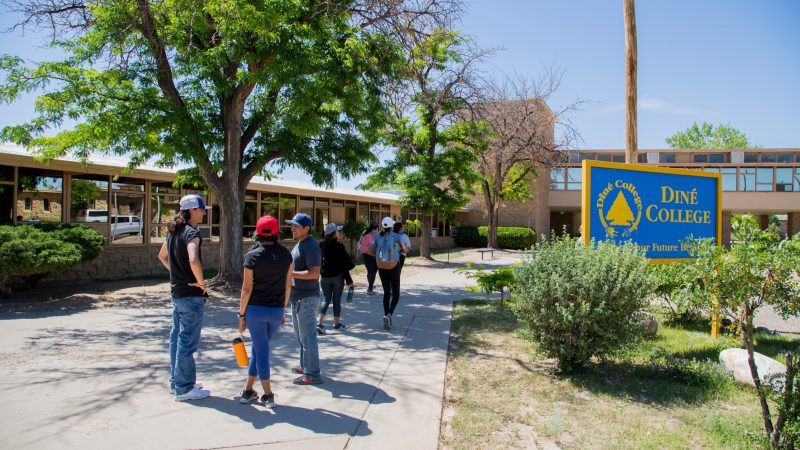 Students walking at Dine College.