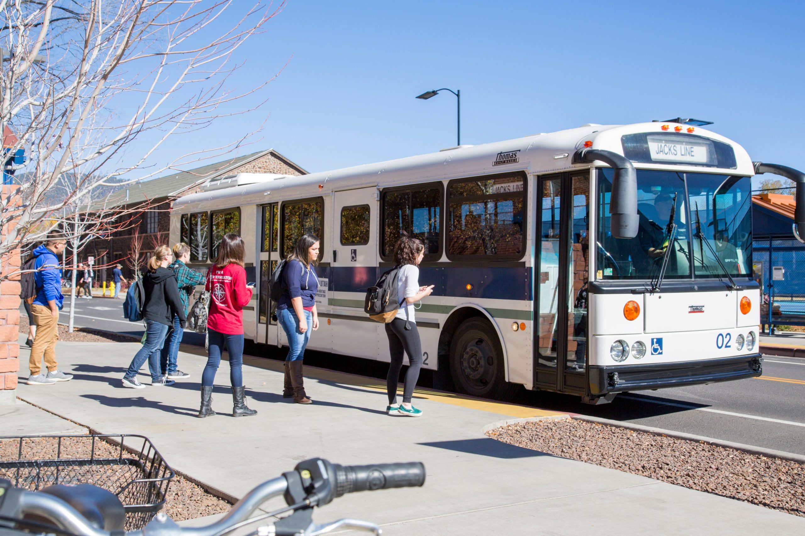 NAU students waiting for the bus.