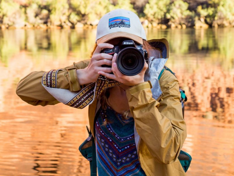 Honors student Claire Sipos takes a picture while at the bottom of the Grand Canyon.