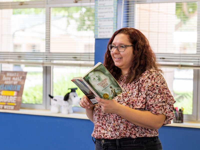 N A U student, Celeena Johnson, teaches a 7th grade class