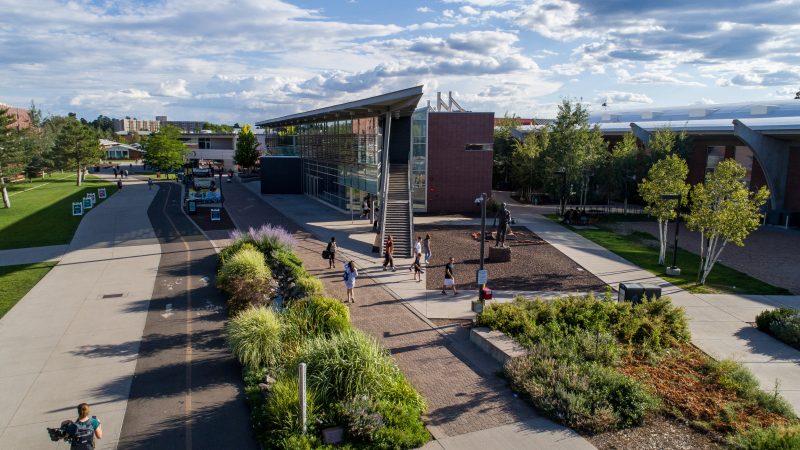 Drone photo of N A U Flagstaff campus during spring.