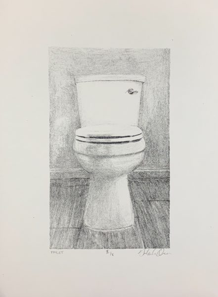 A lithograph of a toilet.
