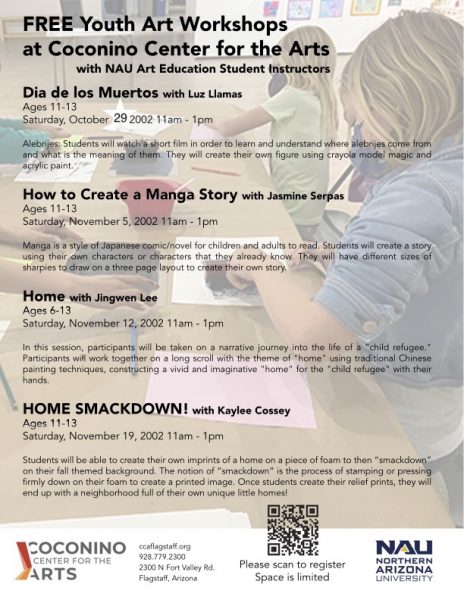 poster for Saturday youth art workshops