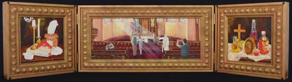 Three paintings representing the Holy Trinity.