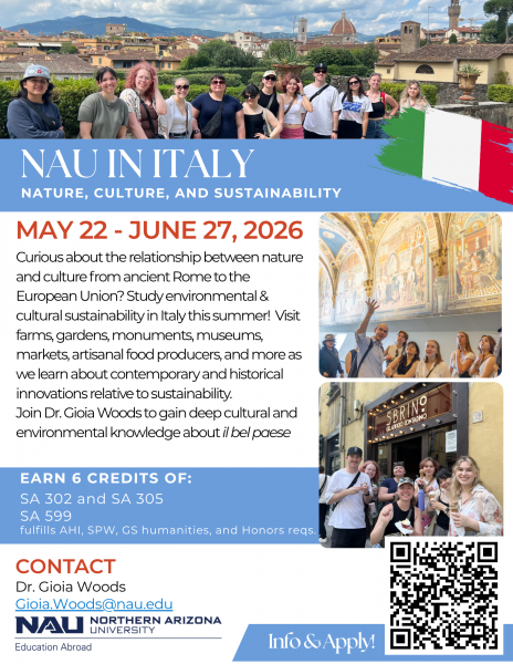flyer for Italy summer abroad 2026
