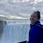 Genevieve at a waterfall in Argentina.
