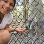 NAU student with a kangaroo in Newcastle.