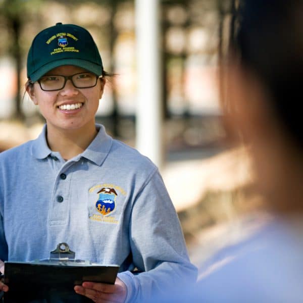 NAU GPR student receiving training in the field