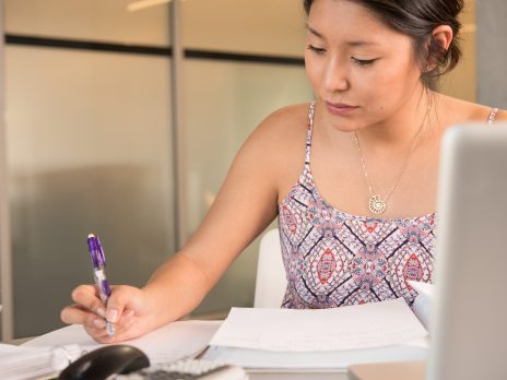 NAU Bioscience Student working on assignment