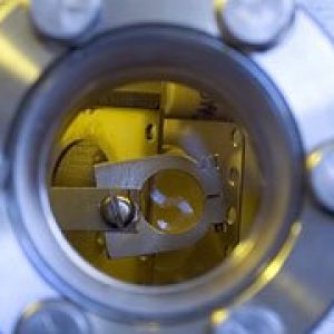 View through a lens in a lab.