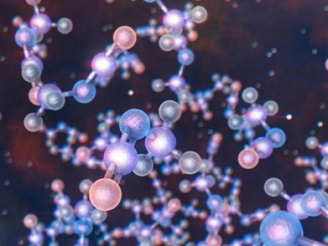 Decorative image:  Organic molecules floating in space