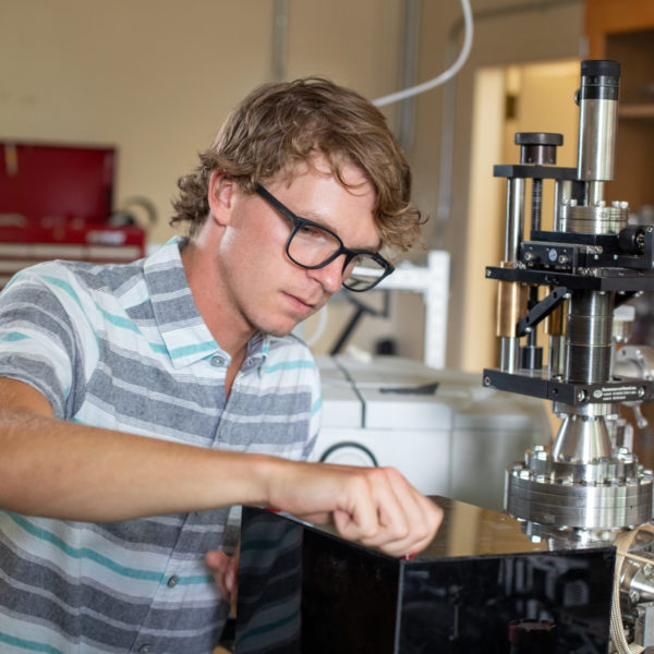 Beau Prince works in a lab