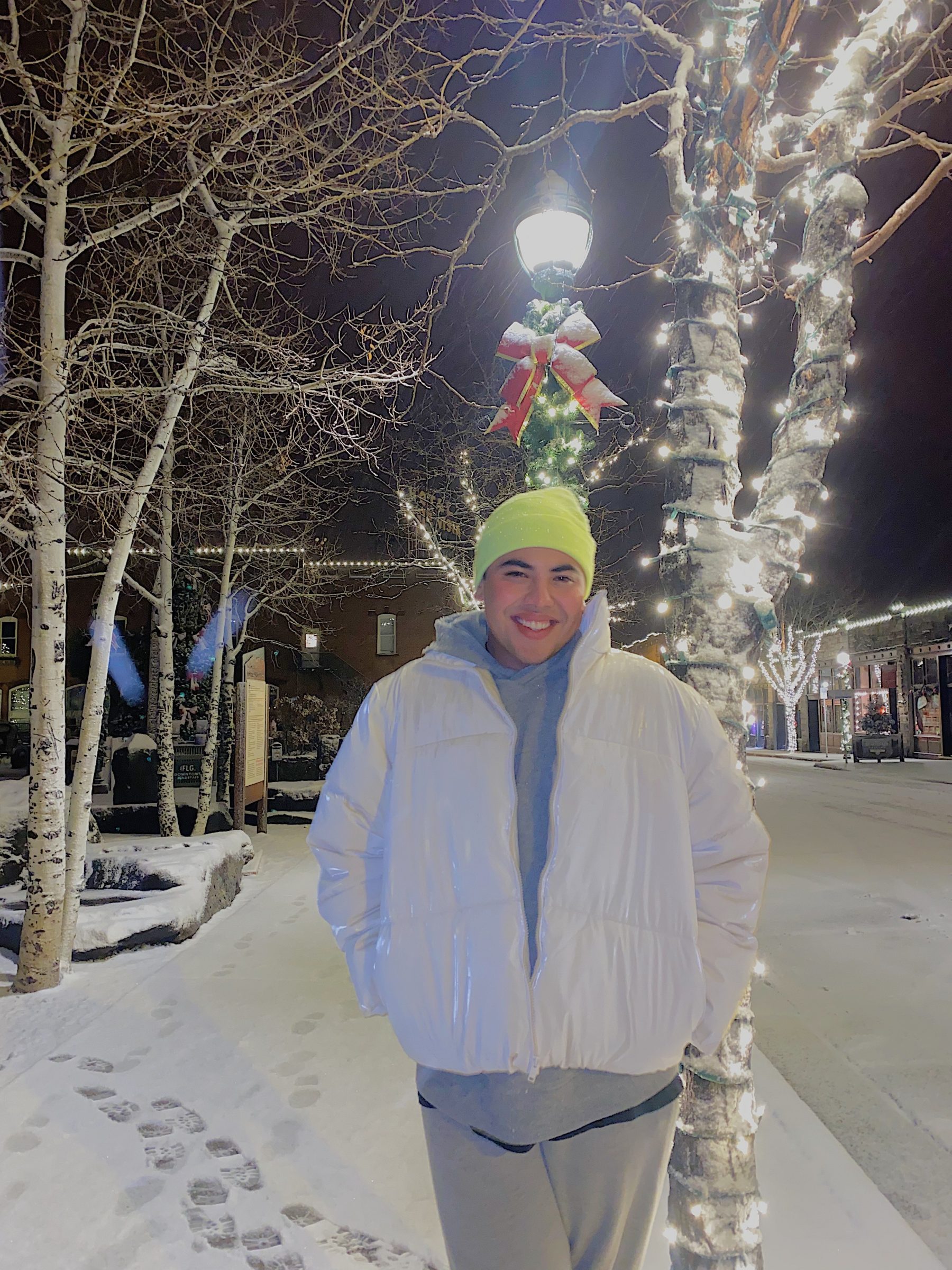 Jose Carosilva posing on a snowy street.
