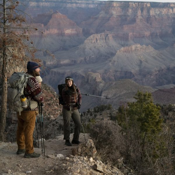 Sara Burch and Adam Wetherall backpacking in the Grand Canyon.
