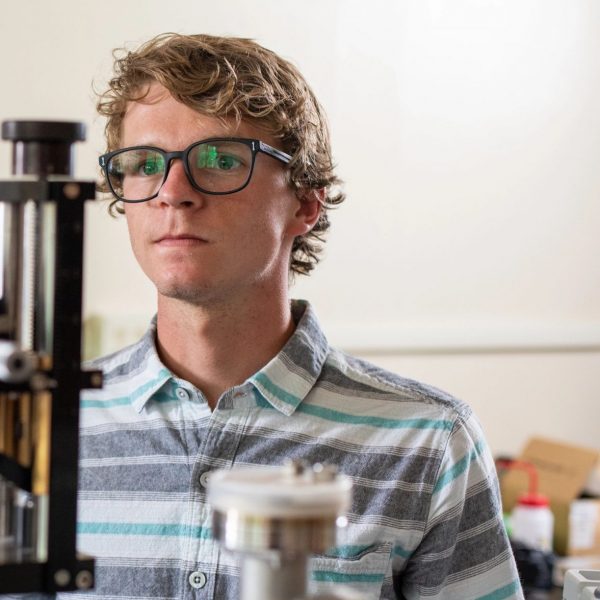 Beau Prince with lab equipment.