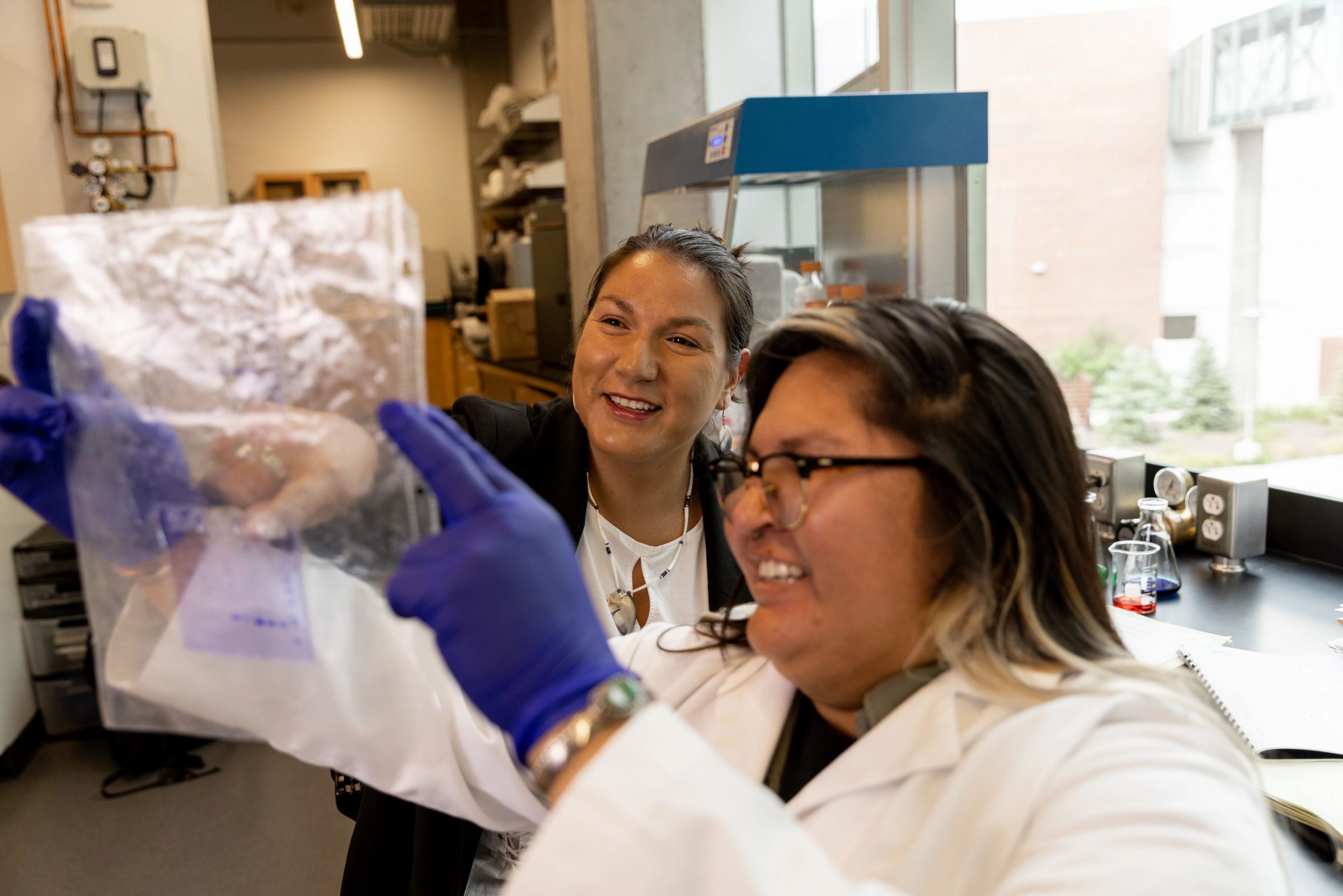 Professor Naomi Lee and student in lab.