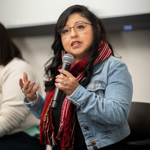 Hispanic-Serving Institution Advisor to the Provost Claudia Rodas speaks at the symposium, Encuentro NAU.