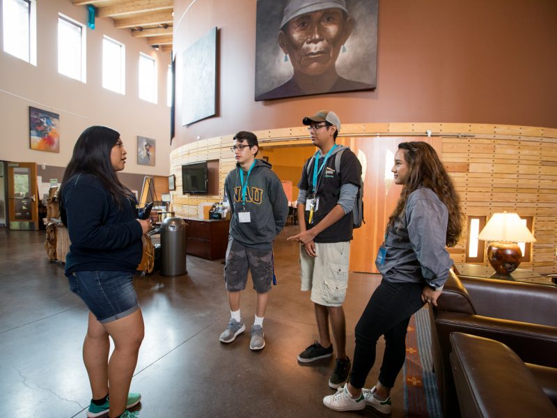 Bridge students in the Center for Native American and Indigenous Futures (CNAIF) lobby.