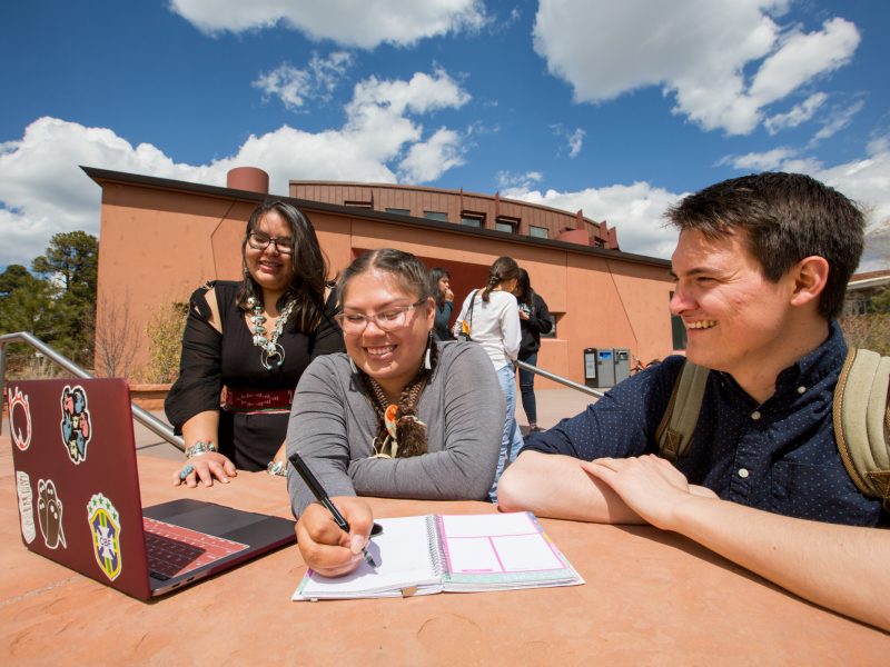Students outside the Center for Native American and Indigenous Futures (CNAIF).