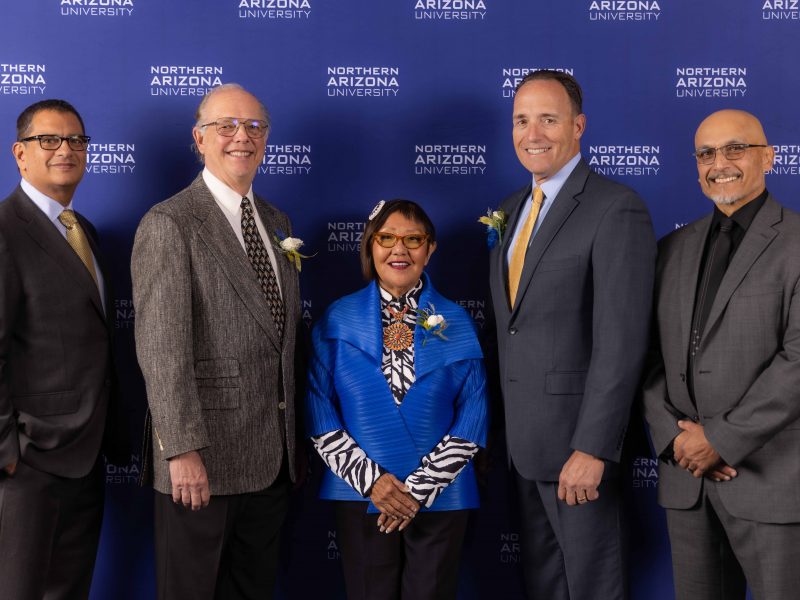 N A U President José Luis Cruz Rivera, Allen Atkins, Penny Emerson, Robert Parker, Dean, The W. A. Fanke College of Business, Ashok Subramanian.
