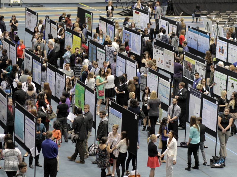 Overhead shot of the N A U undergraduate symposium.
