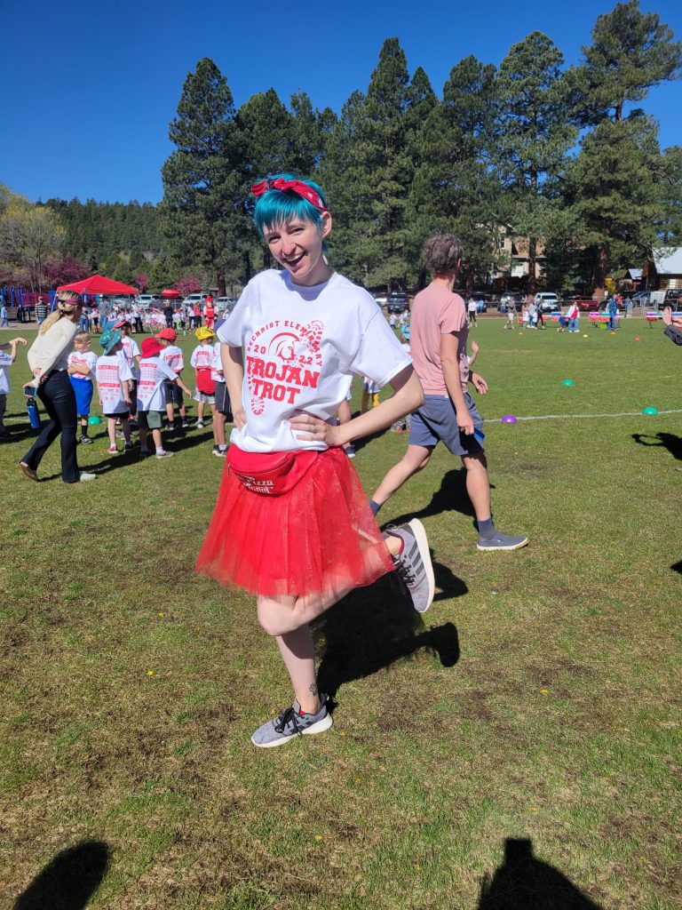 Madison Fischer, N A U alumni enjoying a day of physical education outdoors.