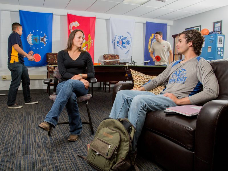 Two veterans sitting at the veterans centers.