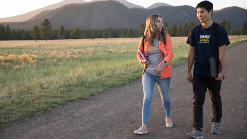 A photo of students walking at Buffalo Park.