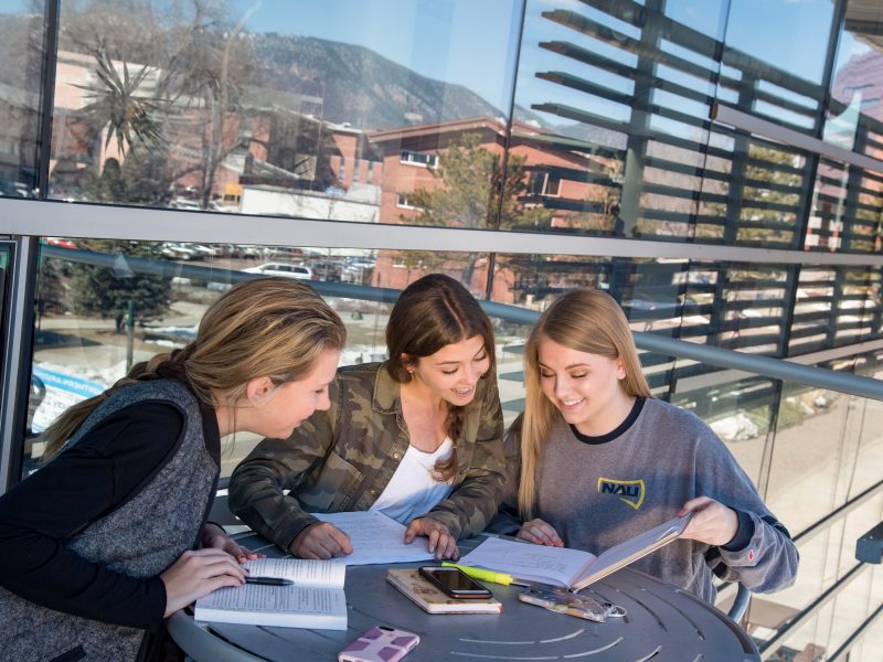 Students working at the student union.