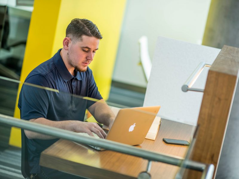 Student working on a computer.