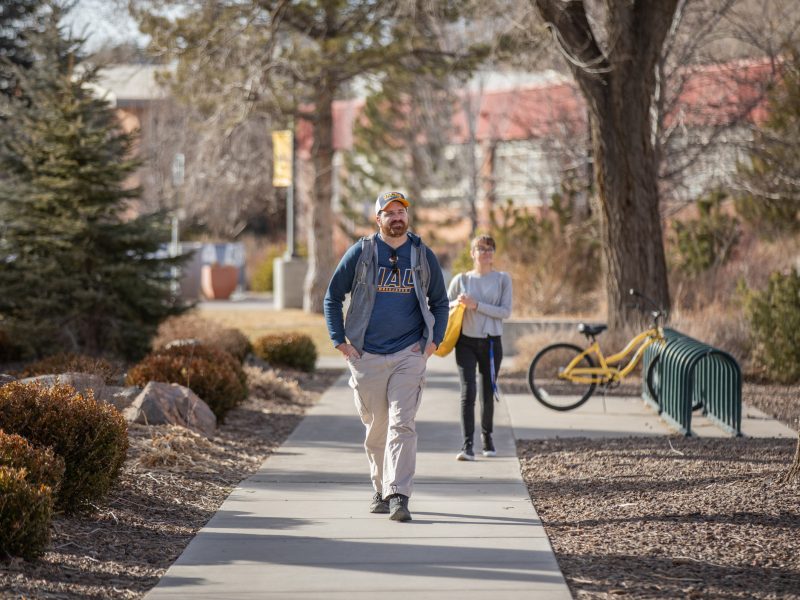 Students walking outside.