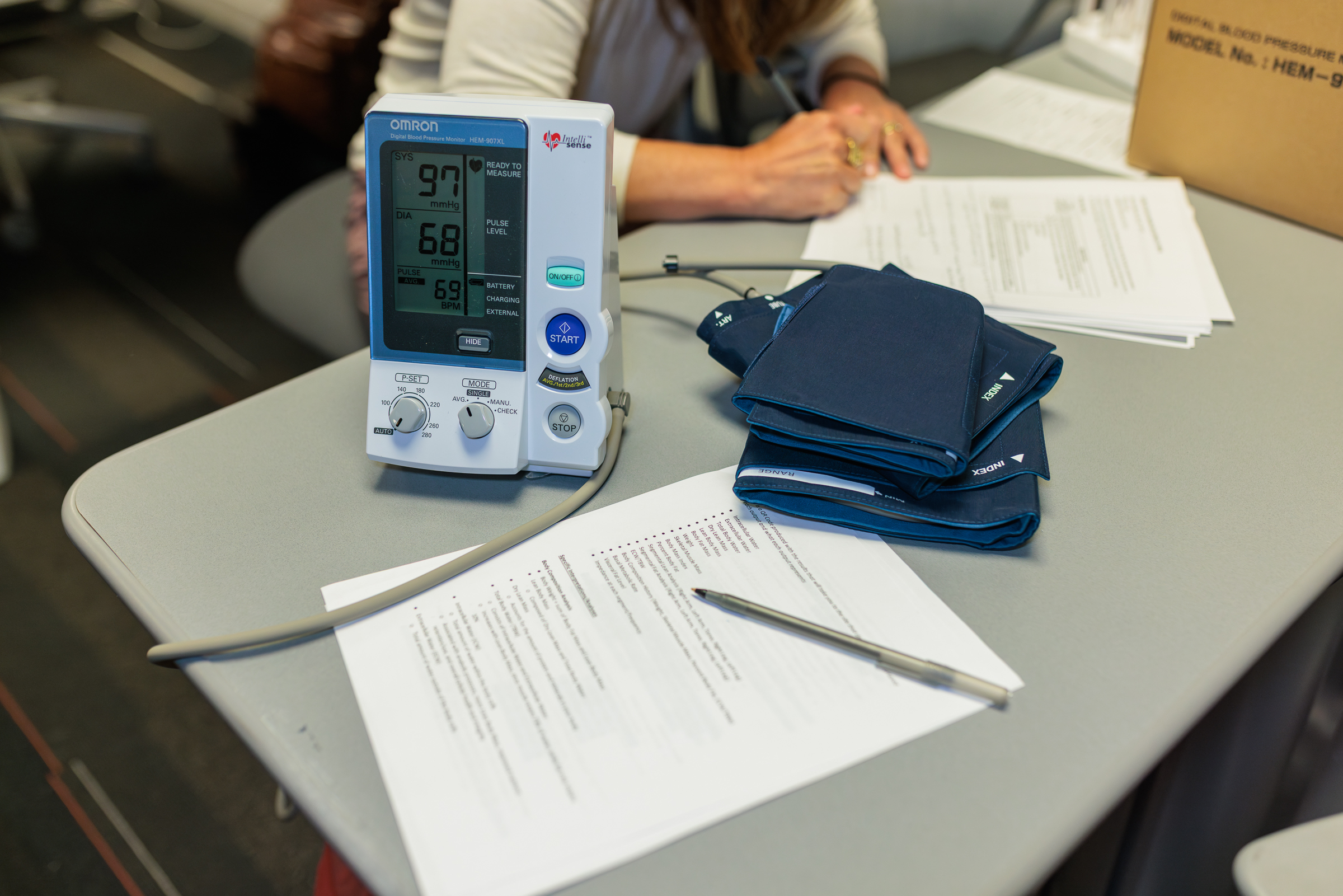 A blood pressure and pulse monitor