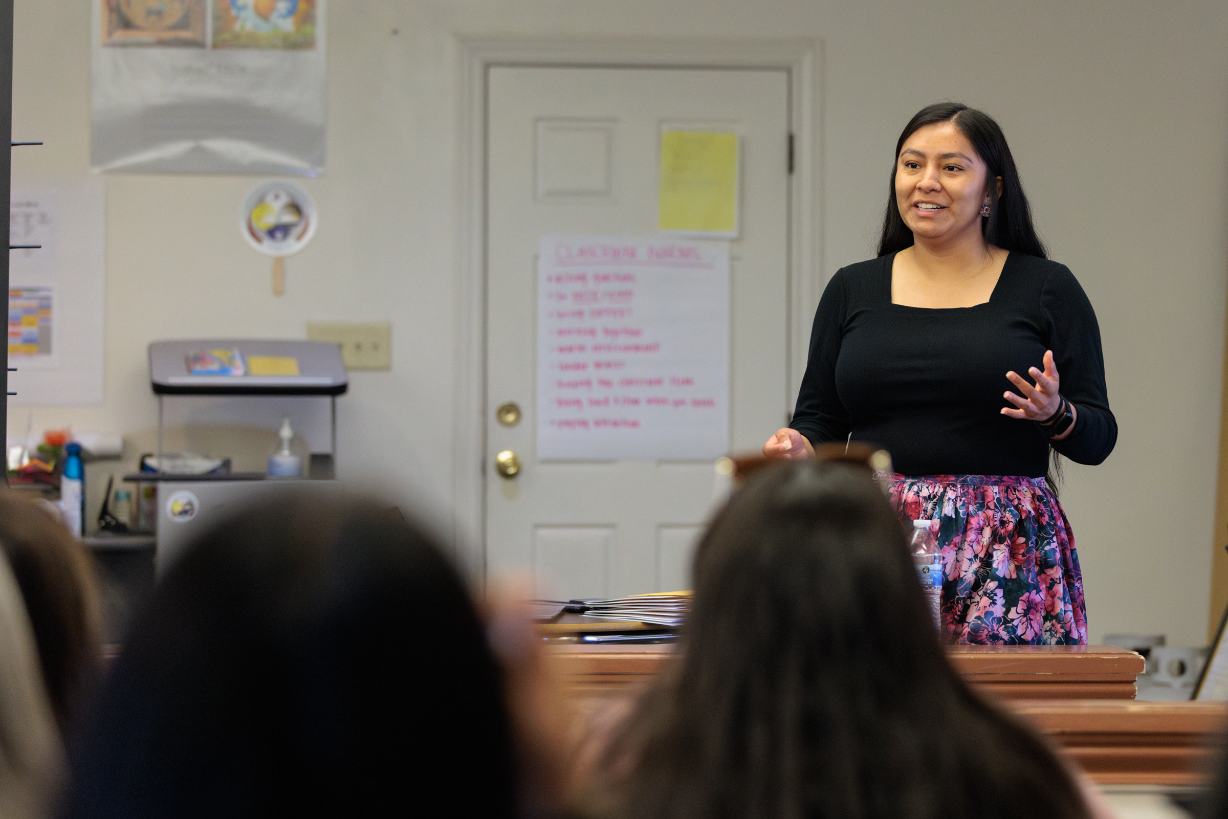 Marissa Tutt speaks to students in the classroom.