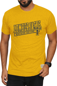 "The Axe," a N A U symbol from the 1970s featured on a shirt from the La Cuesta Collection by College Vault.