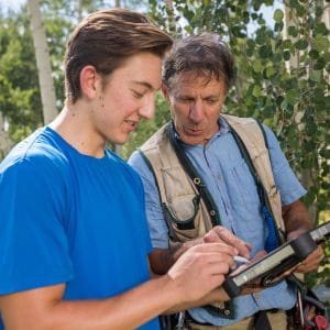 two people discussing research in the field