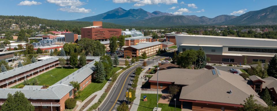 NAU campus with the San Francisco Peaks