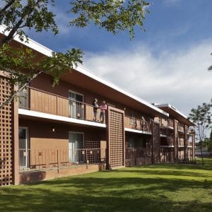 roseberry exterior in summer with diverse students talking