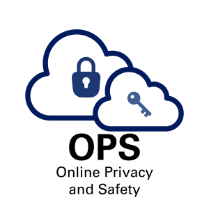 OPS Online Privacy and Safety logo shows a cloud with a paddle lock and a cloud with a key
