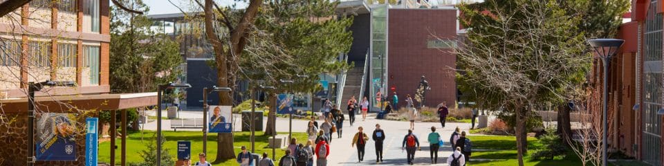nau students walking to environmental class on the pedway