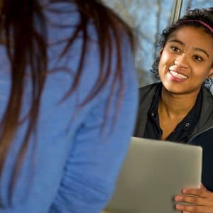 A student is getting legal service counsel.