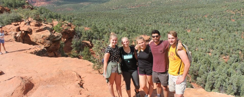 group of 5 at Sedona for a trip