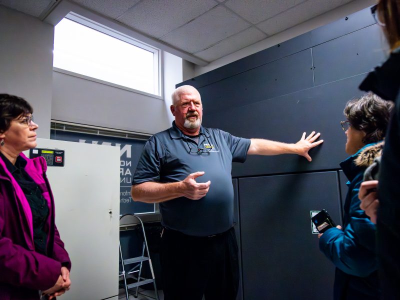 Brett West indicates the continuous batter system to SHERC