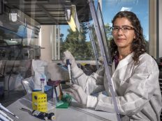 Dr. Emily Cope at work in the lab.