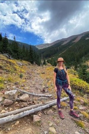 Kelly hiking in the Kachina Peaks Wilderness.