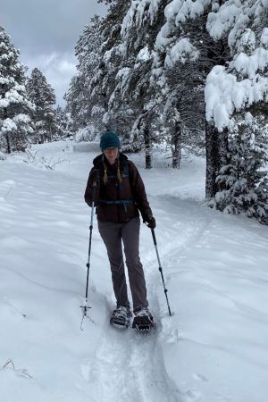 Kelly snowshoeing in Flagstaff’s Skunk Canyon.