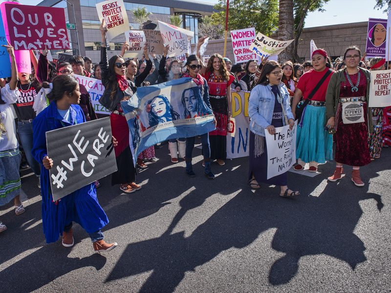 Crowd of protesters in Phoenix, AZ