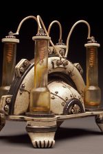A Post-industrial sculpture titled 4we-02-13, by Todd Volz. ceramic and mixed media