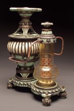 A Post-industrial sculpture titled ept-01-13, by Todd Volz. ceramic and mixed media