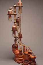 abstract post-industrial sculpture by ffa-307 by Todd Volz. mixed media in ceramic